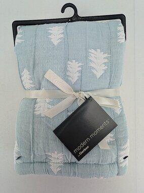Gerber Modern Moments Baby Blanket 30" x 40" Blue White Pine Trees New Tags